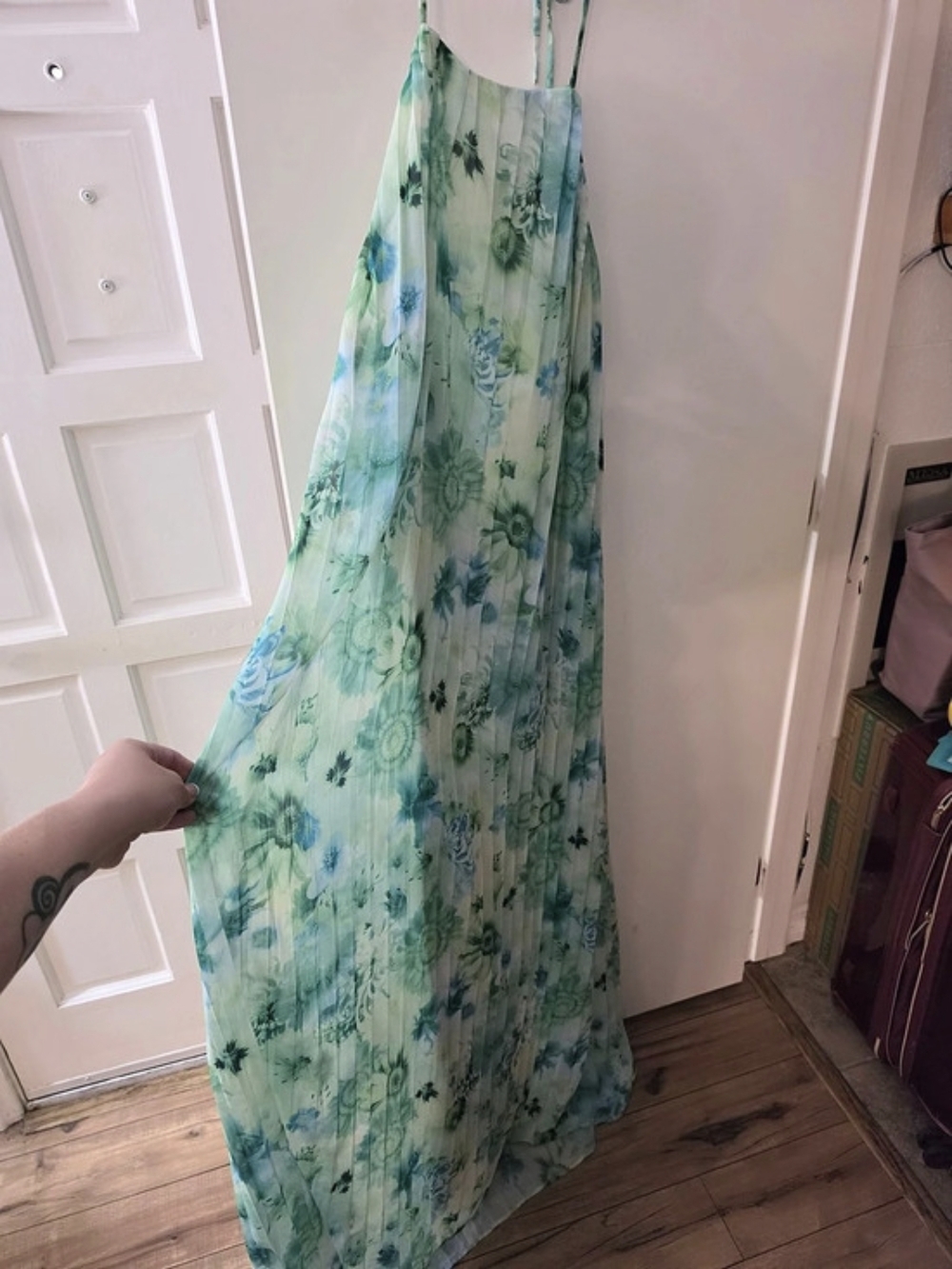 Fashion Nova Floral Maxi Dress Green Blue Size 2X Like New